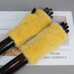 New Style Women Winter Real Mink Fur Gloves 100% Natural Warm Mink Fur Fingerless Gloves Girls Knitted Genuine Mink Fur Mittens