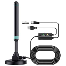 4K/1080P HD Digital TV Antenna with Signal Amplifier 480+ Miles Indoor Outdoor Antenna Magnetic Base VHF UHF Digital HD Aerial