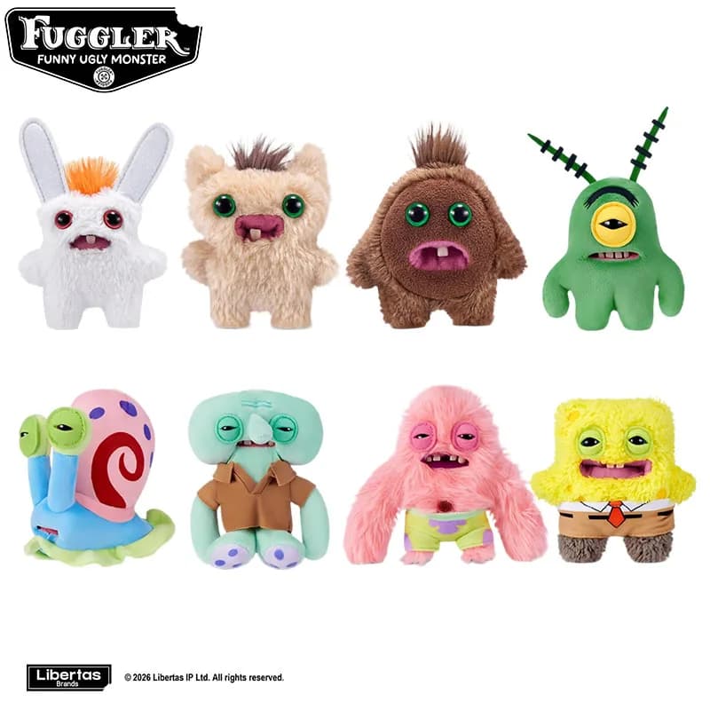 Original Fuggler Patrick Star SpongeBob SquarePants Keychain Plush Toys Fugglers Baby Teeth Monsters Stuffed Plushies Dolls