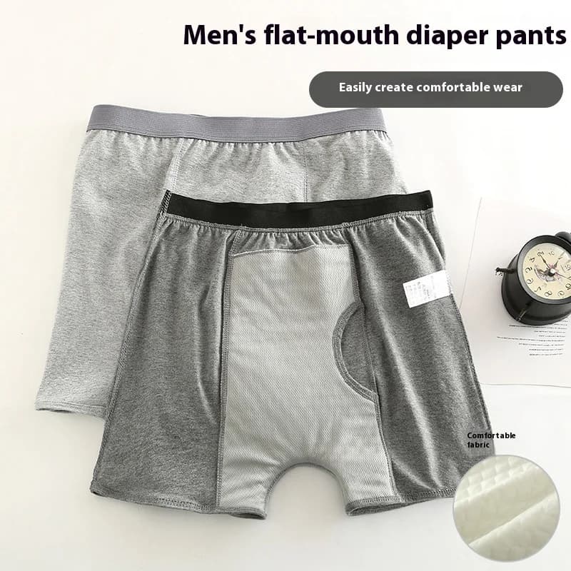 Men's Anti-leakage Short Absorbent Panties Diaper Boxers Urine Pads Elderly Bedridden Patients Strong Waterproof Pant Urine Leak