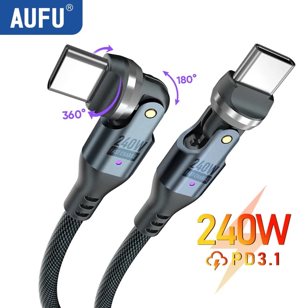 AUFU 240W USB C To Type C Cable For iPhone 16 15 Promax PD3.1 5A Super Fast Charging Data Cord For Macbook iPad Laptop USBC Wire