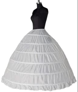 2025 New 6 Hoop Crinoline Black White Long Wedding Petticoat Ball Gown Dress Underskirt Skirt Half Slips Wedding Accessories
