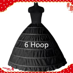 2025 New 6 Hoop Crinoline Black White Long Wedding Petticoat Ball Gown Dress Underskirt Skirt Half Slips Wedding Accessories