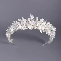 SLBRIDAL Handmade Ins Luxury Rhinestones Crystal Soft Clay Flowers Pearls Bridal Tiara Wedding Crown Women Girls Hair Jewelry