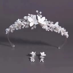 SLBRIDAL Handmade Ins Luxury Rhinestones Crystal Soft Clay Flowers Pearls Bridal Tiara Wedding Crown Women Girls Hair Jewelry