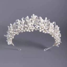 SLBRIDAL Handmade Ins Luxury Rhinestones Crystal Soft Clay Flowers Pearls Bridal Tiara Wedding Crown Women Girls Hair Jewelry