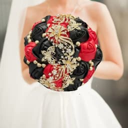 Customized Wedding Bouquet Bride Bridesmaid Leather Pink Crystal Silk Artificial Rose Handmade Wedding Props