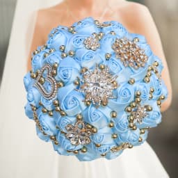 Customized Wedding Bouquet Bride Bridesmaid Leather Pink Crystal Silk Artificial Rose Handmade Wedding Props