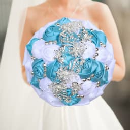 Customized Wedding Bouquet Bride Bridesmaid Leather Pink Crystal Silk Artificial Rose Handmade Wedding Props