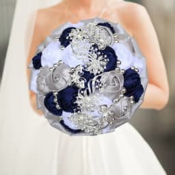 Customized Wedding Bouquet Bride Bridesmaid Leather Pink Crystal Silk Artificial Rose Handmade Wedding Props