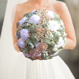 Customized Wedding Bouquet Bride Bridesmaid Leather Pink Crystal Silk Artificial Rose Handmade Wedding Props