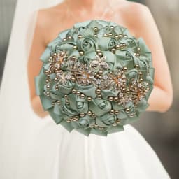 Customized Wedding Bouquet Bride Bridesmaid Leather Pink Crystal Silk Artificial Rose Handmade Wedding Props