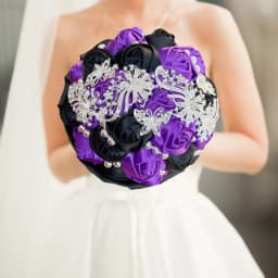 Customized Wedding Bouquet Bride Bridesmaid Leather Pink Crystal Silk Artificial Rose Handmade Wedding Props