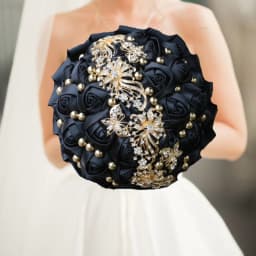 Customized Wedding Bouquet Bride Bridesmaid Leather Pink Crystal Silk Artificial Rose Handmade Wedding Props