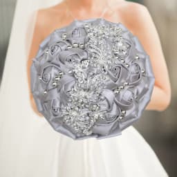 Customized Wedding Bouquet Bride Bridesmaid Leather Pink Crystal Silk Artificial Rose Handmade Wedding Props