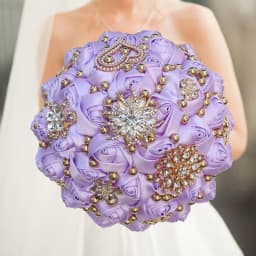 Customized Wedding Bouquet Bride Bridesmaid Leather Pink Crystal Silk Artificial Rose Handmade Wedding Props