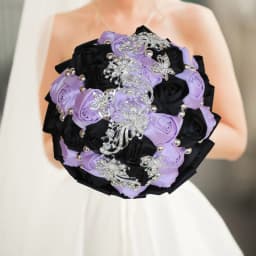 Customized Wedding Bouquet Bride Bridesmaid Leather Pink Crystal Silk Artificial Rose Handmade Wedding Props