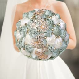Customized Wedding Bouquet Bride Bridesmaid Leather Pink Crystal Silk Artificial Rose Handmade Wedding Props