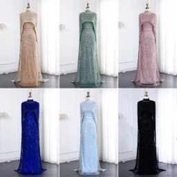 Sharon Said Dubai Nude Luxury Long Sleeves Muslim Evening Dress with Cape Women Wedding Special Occasion Gowns SS369A Customized