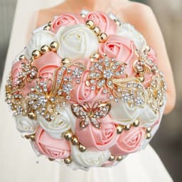 1pc/lot Pink and White Bridal And Bridesmaid Bouquets Rhinestones Silk Roses And Pearls Handmade Sisters Wedding Bouquets