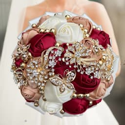 1pc/lot Pink and White Bridal And Bridesmaid Bouquets Rhinestones Silk Roses And Pearls Handmade Sisters Wedding Bouquets
