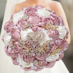 1pc/lot Pink and White Bridal And Bridesmaid Bouquets Rhinestones Silk Roses And Pearls Handmade Sisters Wedding Bouquets