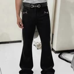 American-style retro button design washed jeans spring and autumn high-waist loose high-street wide-leg jeans for men and women