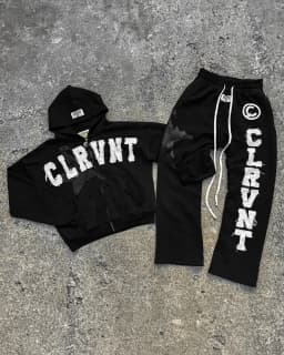 Black CLRVNT Trendy Brand America Streetwear Y2K Letter Patchwork Zip Up Hoodie Gothic Punk Rock Men Women Sweatsuit Hoodies