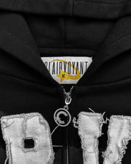 Black CLRVNT Trendy Brand America Streetwear Y2K Letter Patchwork Zip Up Hoodie Gothic Punk Rock Men Women Sweatsuit Hoodies