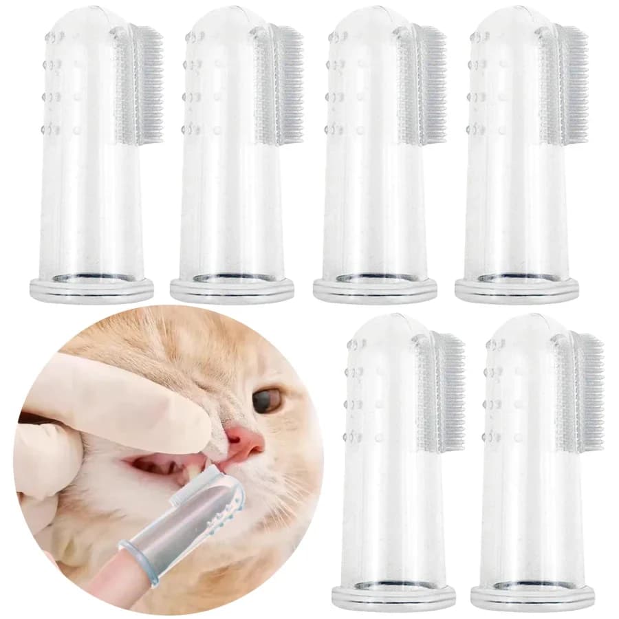 6 Pcs Silicone Finger Pet Toothbrush Set for Dogs And Cats - Washable Reusable Dental Care for Pets