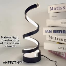 A Modern, Elegant White Spiral Desktop Lamp, Powered by USB with Three-Color Dimming, Suitable for Various Types of Rooms.