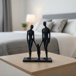 Vilead Modern Resin Family Sculpture Abstract Parents and Child Statue Minimalist Home Decor Black Figurine Gift Ornament Indoor