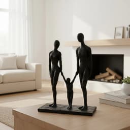 Vilead Modern Resin Family Sculpture Abstract Parents and Child Statue Minimalist Home Decor Black Figurine Gift Ornament Indoor