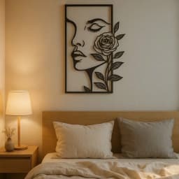 1pc Woman Flower Metal Wall Art Decor Modern Home Gift Aesthetic Portrait Face Outline Bedroom Room Decor