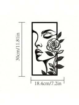 1pc Woman Flower Metal Wall Art Decor Modern Home Gift Aesthetic Portrait Face Outline Bedroom Room Decor