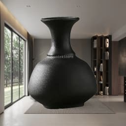 Decorative Ceramic Vase Art Vase Classic Black Container for Desk Bookshelf Living Room Table Centerpiece Decor