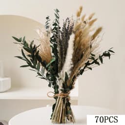 70pcs Natural Dried Flowers Green Fresh Eucalyptus Leave Bouquet Boho Chic Home Table Vase Decor Real Pampas Bunch Centerpieces