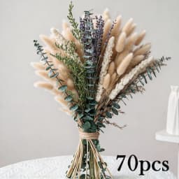 70pcs Natural Dried Flowers Green Fresh Eucalyptus Leave Bouquet Boho Chic Home Table Vase Decor Real Pampas Bunch Centerpieces