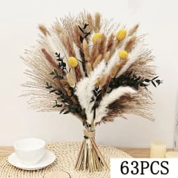 70pcs Natural Dried Flowers Green Fresh Eucalyptus Leave Bouquet Boho Chic Home Table Vase Decor Real Pampas Bunch Centerpieces