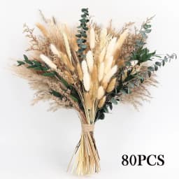 70pcs Natural Dried Flowers Green Fresh Eucalyptus Leave Bouquet Boho Chic Home Table Vase Decor Real Pampas Bunch Centerpieces