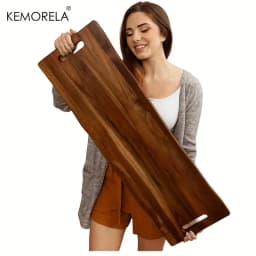 Extra Long Serving Board, Wooden Cutting Board with Handle for Cheese Charcuterie Appetizers,Durable Kitchen Platter for Parties