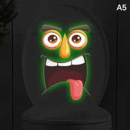 Glow-in-the-Dark Funny Face Toilet Stickers Waterproof Removable Self-Adhesive PVC Decals Bathroom Decor Wall Stickers