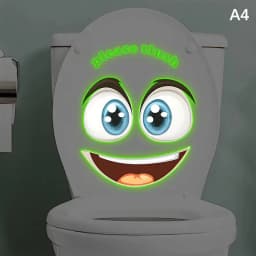 Glow-in-the-Dark Funny Face Toilet Stickers Waterproof Removable Self-Adhesive PVC Decals Bathroom Decor Wall Stickers