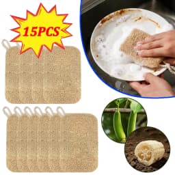 Natural Loofah Sponge Scrubber Reusable Plant Fiber Dish Washing Pad Oil Stain Remover For Kitchen Cleaner With Rope
