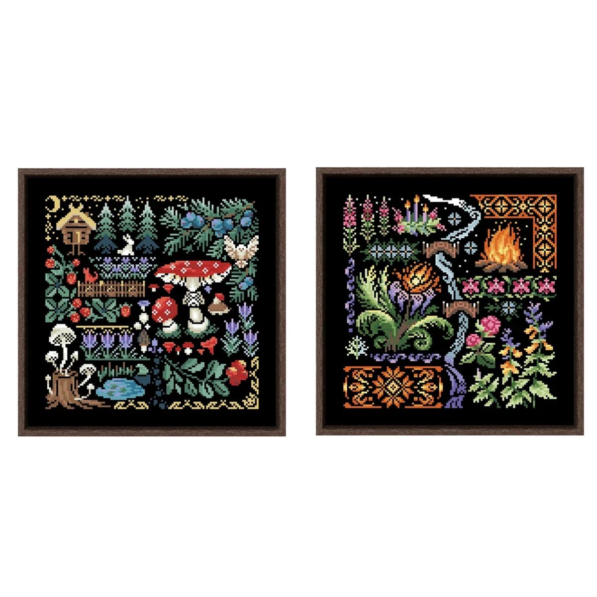 Mysterious forest cross stitch kit 18ct 14ct black canvas fabric cloth cotton thread embroidery DIY handmade
