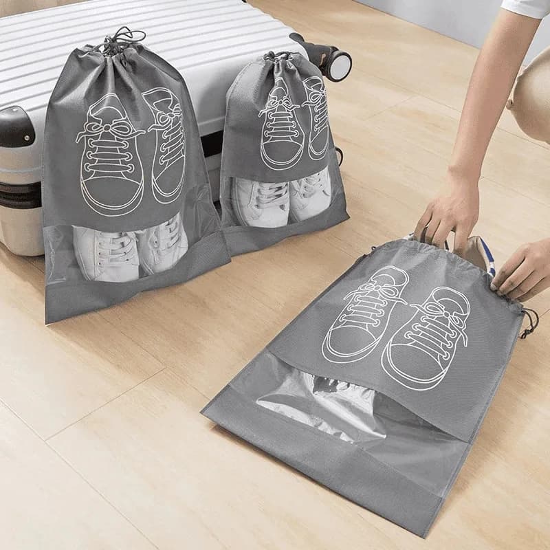 5pcs Dust Proof Shoe Cover Thickened Non-Woven Dustproof Drawstring Storage Bag Clothing Travel Pouch Handbag Storage Bags