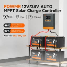 PowMr 45A 35A 25A MPPT Solar Charge Controller 12V&24V Auto 99.9% MPPT Tracking Efficiency 3 Stage Charging with LCD Display PV Overcurrent Short Circuit & Reverse Polarity Protection for RV Marine Off Grid Solar System