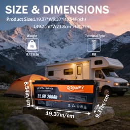 Qidianfy 24V 100Ah/200Ah LiFePO4 Lithium Battery Built in 100A BMS 2560W Deep Cycles for RV Marine Camping Home Power Supply Off-Grid