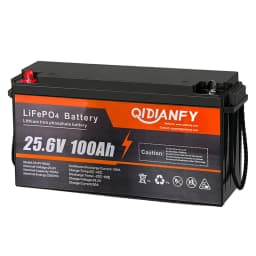 Qidianfy 24V 100Ah/200Ah LiFePO4 Lithium Battery Built in 100A BMS 2560W Deep Cycles for RV Marine Camping Home Power Supply Off-Grid
