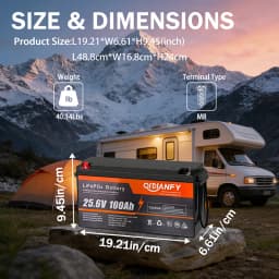 Qidianfy 24V 100Ah/200Ah LiFePO4 Lithium Battery Built in 100A BMS 2560W Deep Cycles for RV Marine Camping Home Power Supply Off-Grid